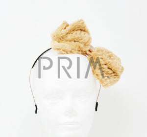 FUR WITH GOLD SPECS BOW HEADBAND