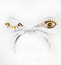 Load image into Gallery viewer, RIBBED BOW HEADBAND WITH FOIL WINK
