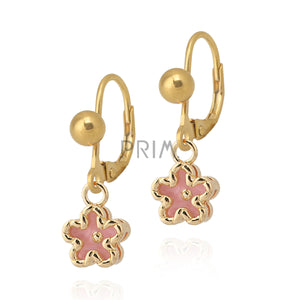 SMALL GOLD FRAME ENAMEL FLOWER EARRING