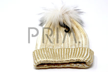 Load image into Gallery viewer, FOIL PRINT HAT WITH FUR POM POM
