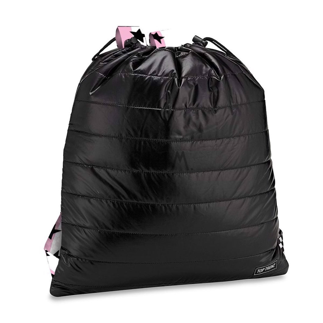 PUFFER SLING BAG BLACK W/ PINK SPLIT STAR