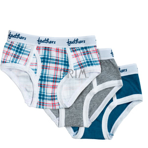 FEATHERS BOYS SEMI PLAID 3 PACK BRIEF