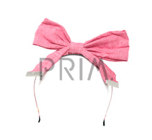 Load image into Gallery viewer, DENIM BOW WITH GOLD TIPS HEADBAND
