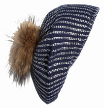 Load image into Gallery viewer, METALLIC KNIT SNOOD WITH POM POM
