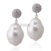 Load image into Gallery viewer, SILVER LARGE BAROQUE PEARL EARRING
