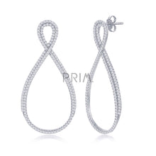 Load image into Gallery viewer, STERLING SILVER OPEN PEARSHAPED INFINITY EARRING
