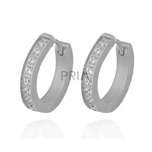 SILVER CZ HUGGIE EARRING