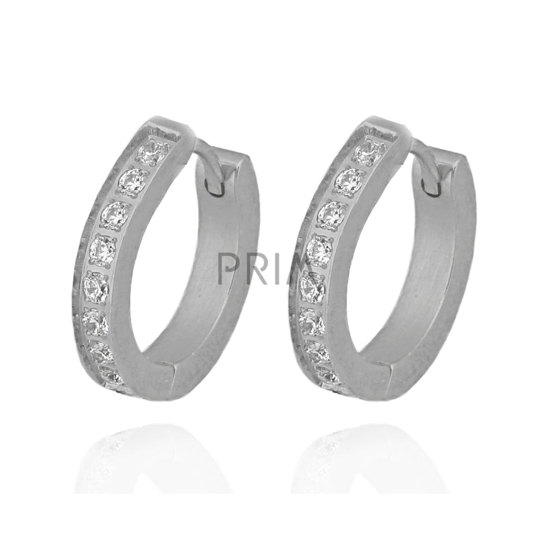 SILVER CZ HUGGIE EARRING