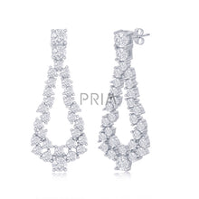 Load image into Gallery viewer, STERLING SILVER OPEN PEARSHAPED CZ EARRING
