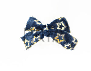 FUR BOW WITH FOIL STARS CLIP