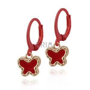 SMALL GOLD FRAME ENAMEL BUTTERFLY EARRING