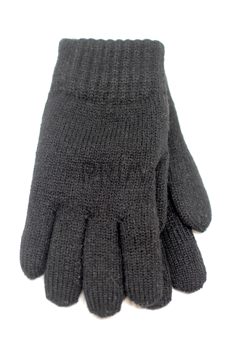 KNIT FUR LINED SOLID GLOVES