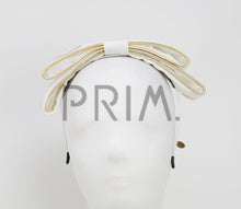 Load image into Gallery viewer, DOUBLE LAYERED BOW WITH GOLD BUTTERFLIES HEADBAND
