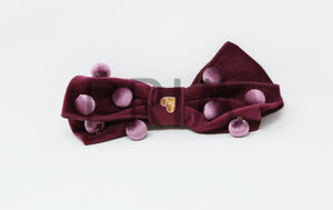 VELVET BOW WITH BUTTONS CLIP