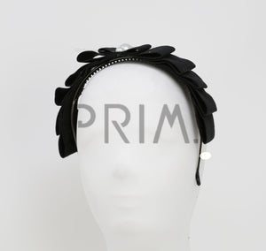 RIBBED LAYERED BOW WITHE PEARLS CENTER HEADBAND