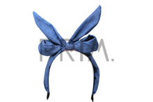 Load image into Gallery viewer, DENIM MONSTER BOW HEADBAND
