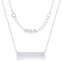 Load image into Gallery viewer, STERLING SILVER SMALL BAR WITH CZ EDGES BAR NECKLACE
