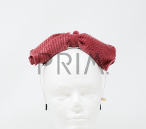 RIBBED KNIT ROLLED BOW WITH EDGING HEADBAND