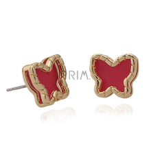Load image into Gallery viewer, GOLD FRAME ENAMEL BUTTERFLY STUD EARRING
