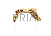 Load image into Gallery viewer, STRIPED GOLD BOW HEADBAND
