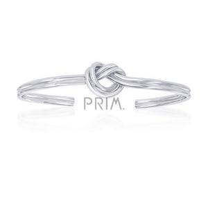 STERLING SILVER DOUBLE HEART LOVE KNOT BANGLE