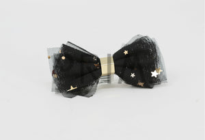 METALLIC STARS BOW WITH GOLD CENTER SMALL CLIP