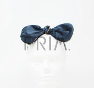 VELVET WITH METALLIC TRIM BOW BABY HEADBAND