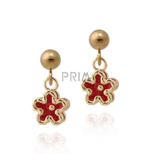 Load image into Gallery viewer, SMALL GOLD FRAME ENAMEL FLOWER EARRING

