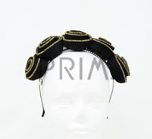 Load image into Gallery viewer, METALLIC EDGED MOHAIR ROSES HEADBAND
