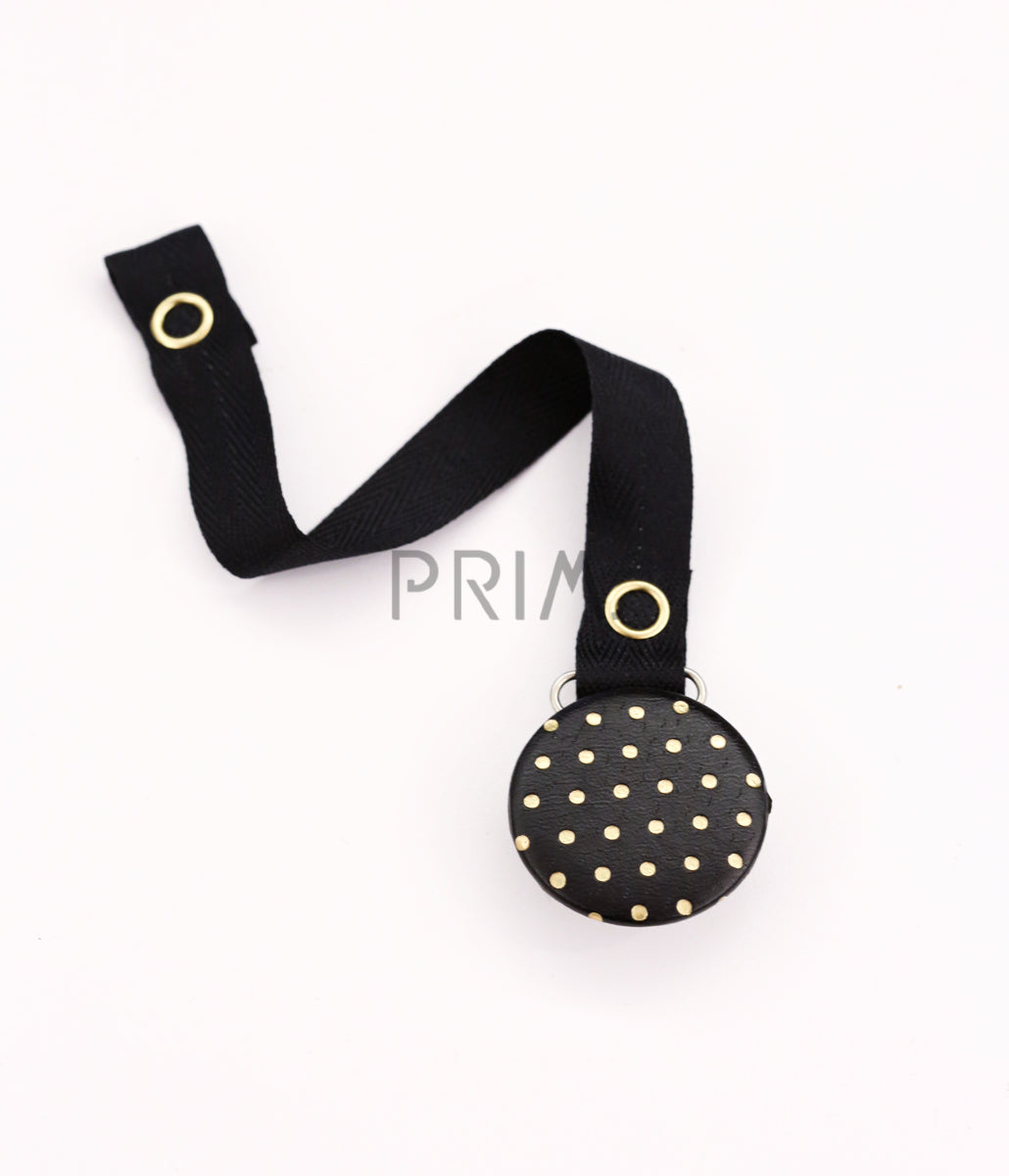 LEATHER GOLD DOT ON BLACK