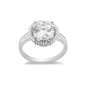 SS HALO CZ ENGAGEMENT RING