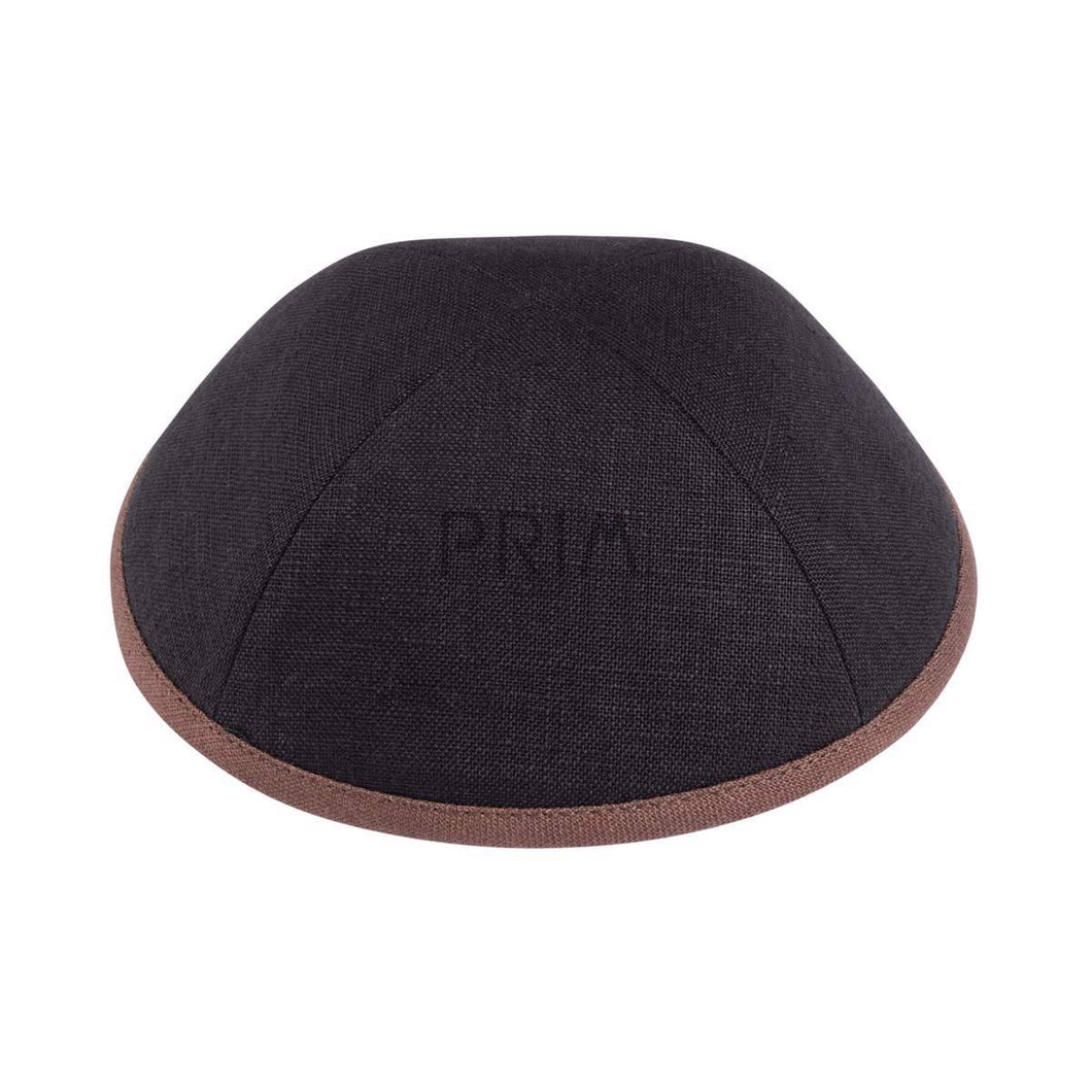 IKIPPAH BLACK LINEN WITH BROWN RIM