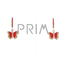 Load image into Gallery viewer, RED BUTTERFLY HOOP EARRING
