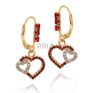 FUCHSIA OUTLINED DOUBLE HEART EARRING