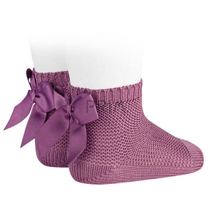 MOSS STITCH SOCK WITH BOW