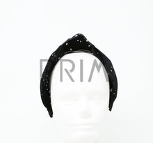 Load image into Gallery viewer, VELOUR SILVER DOT KNOT HEADBAND
