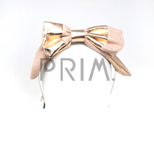 Load image into Gallery viewer, METALLIC LEATHER POPUP BOW HEADBAND
