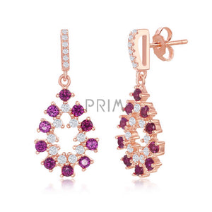 STERLING SILVER PEARSHAPED ROSE GOLD PLATED EARRING