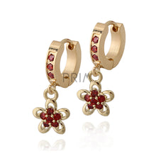 Load image into Gallery viewer, TINY RED FLOWER EARRING
